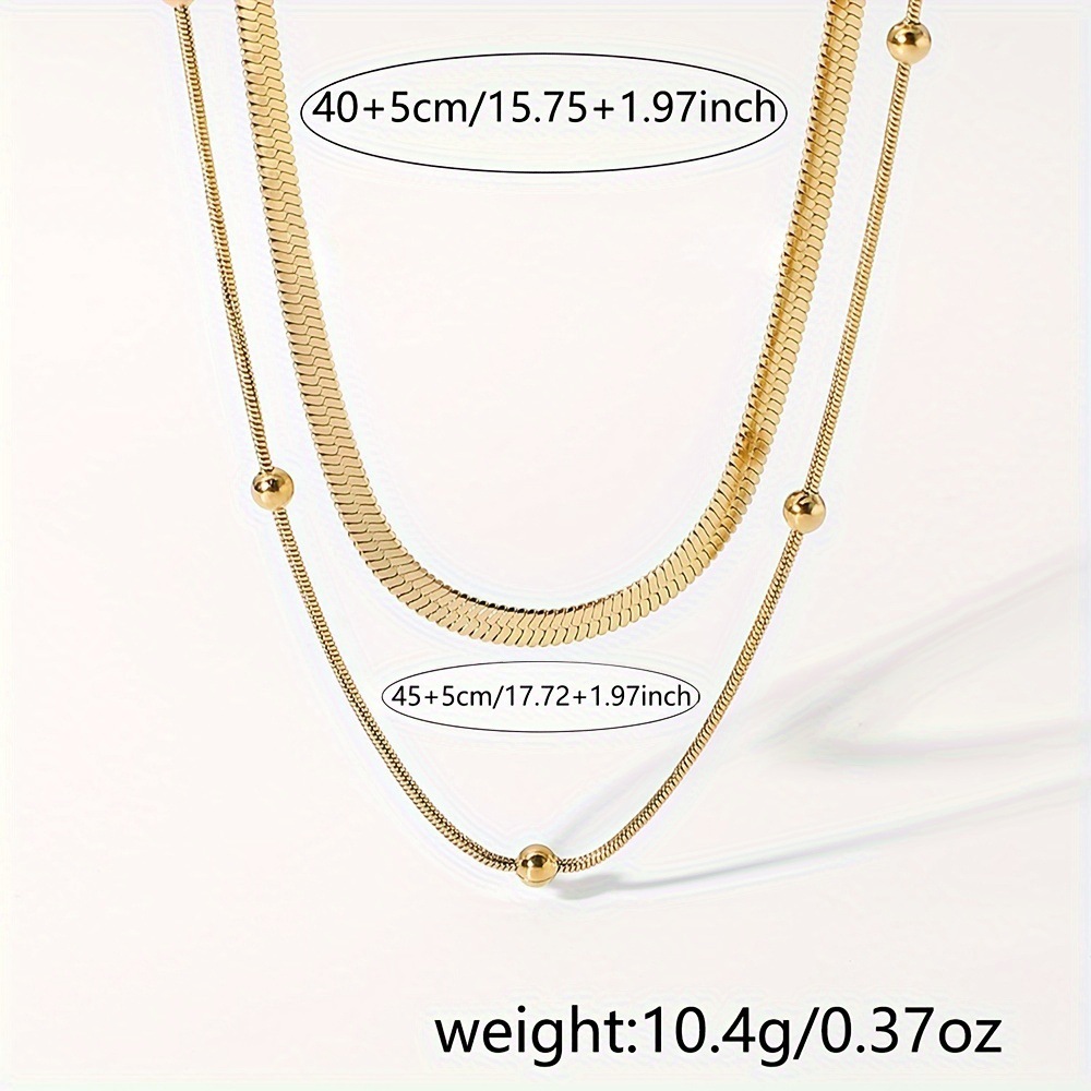 3-Layer Stackable Snake Bone Bead Necklace, Gift for Her